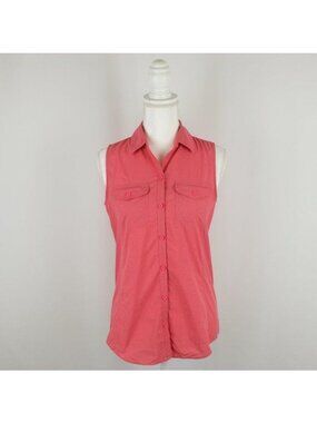 Eddie Bauer Women's Small Pink Plaid Quick Dry Button Up Collared Tank Top